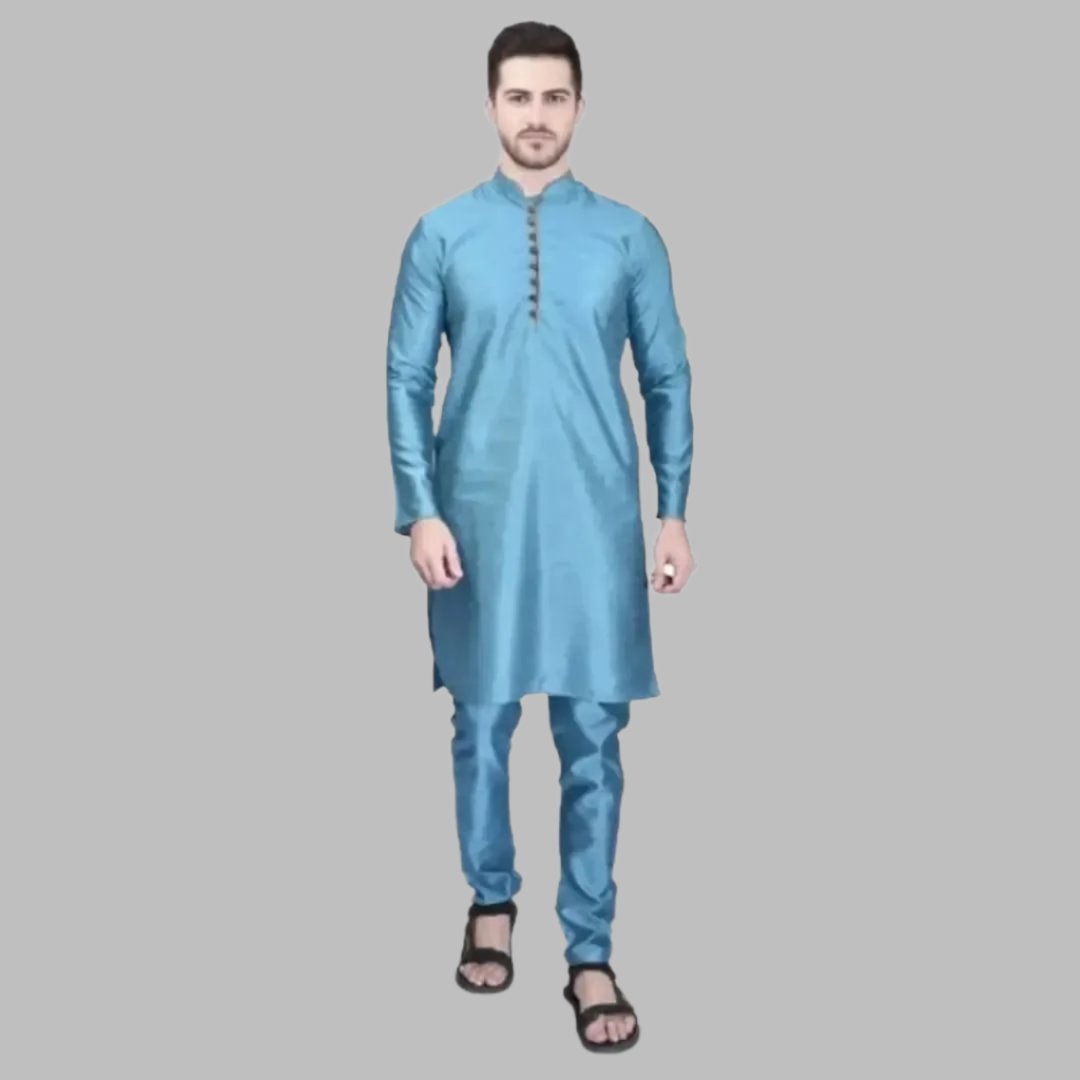 Stylish Silk Kurta & Bottom Set for Men
Size: M, L, XL, XXL
 Color:  White
 Fabric:  Silk
 Type:  Kurta Sets
 Style:  Solid
 Design Type:  Kurta & Bottom Sets
This stylish silk kurta and bottom set for men combines comfort and elegance. Made from high-quality silk, it offers a luxurious feel and drapes effortlessly on the body. The intricate design and vibrant colors make it a perfect choice for any occasion. Upgrade your traditional wardrobe with